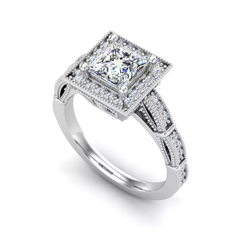 18K White Gold Evie Halo Engagement Ring