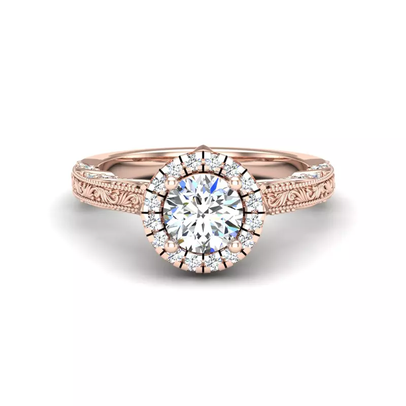 14K Rose Gold Alexandria Halo Engagement Ring