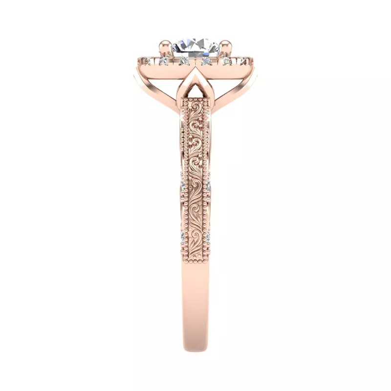 14K Rose Gold Alexandria Halo Engagement Ring