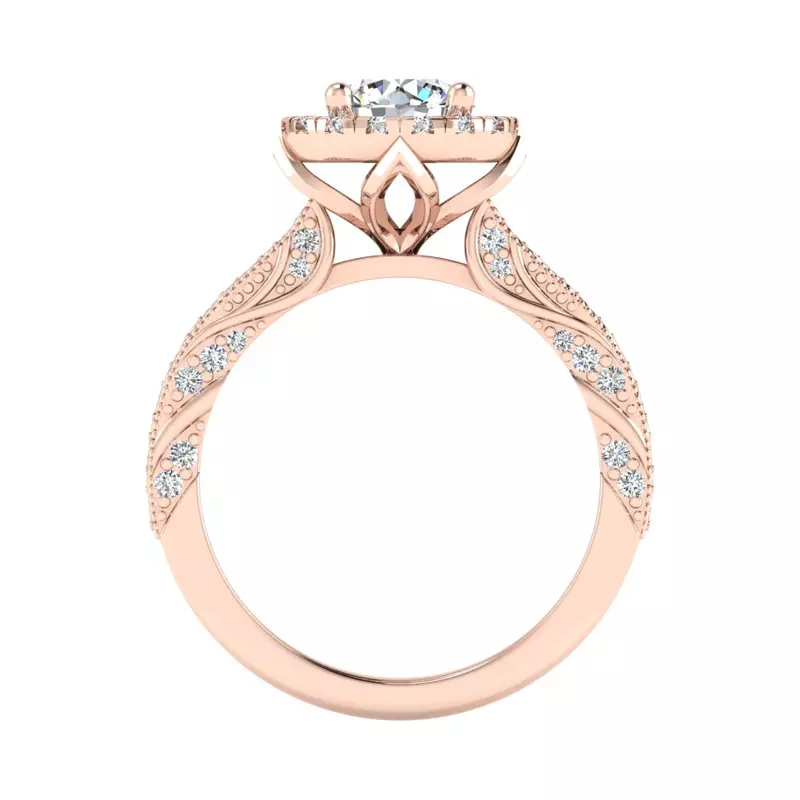 14K Rose Gold Alexandria Halo Engagement Ring