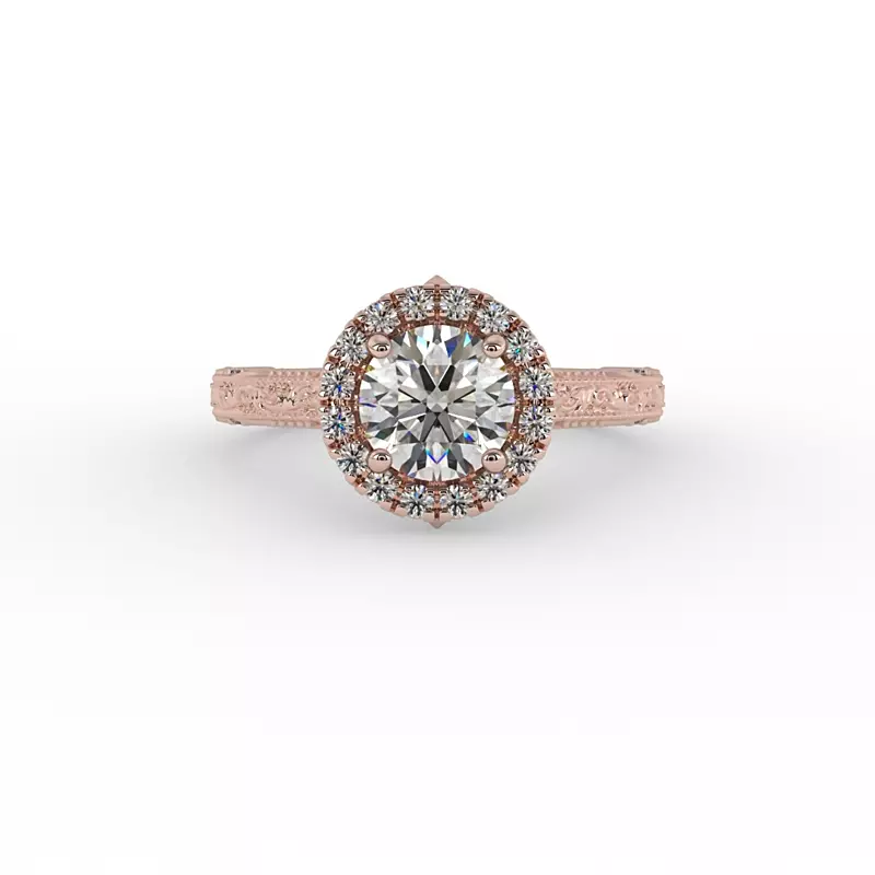 14K Rose Gold Alexandria Halo Engagement Ring