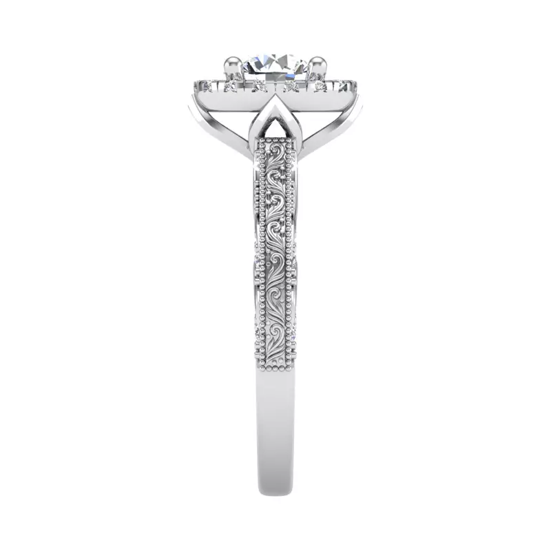 18K White Gold Alexandria Halo Engagement Ring