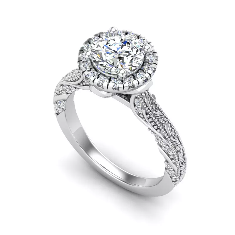 18K White Gold Alexandria Halo Engagement Ring