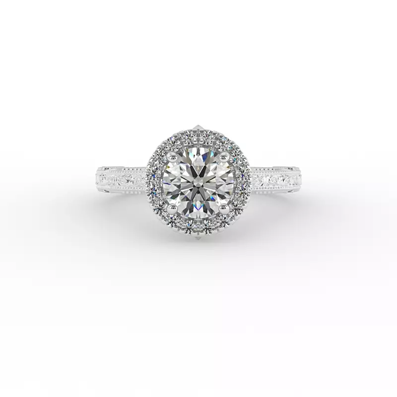 18K White Gold Alexandria Halo Engagement Ring