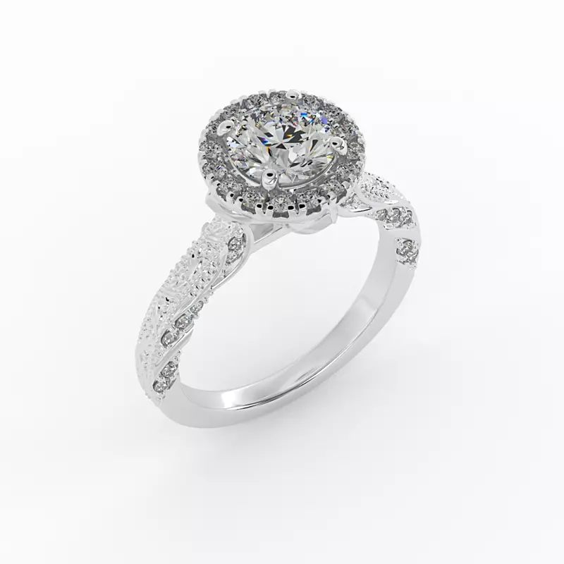 18K White Gold Alexandria Halo Engagement Ring