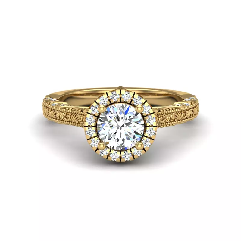 18K Yellow Gold Alexandria Halo Engagement Ring