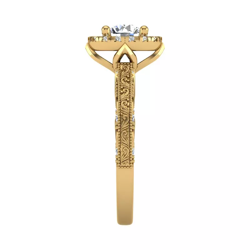18K Yellow Gold Alexandria Halo Engagement Ring