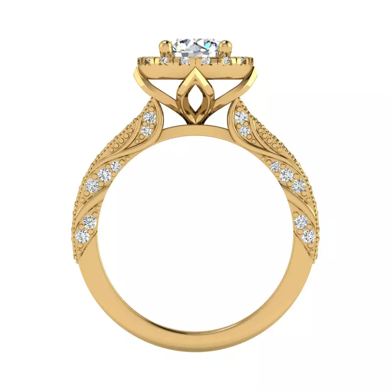 18K Yellow Gold Alexandria Halo Engagement Ring