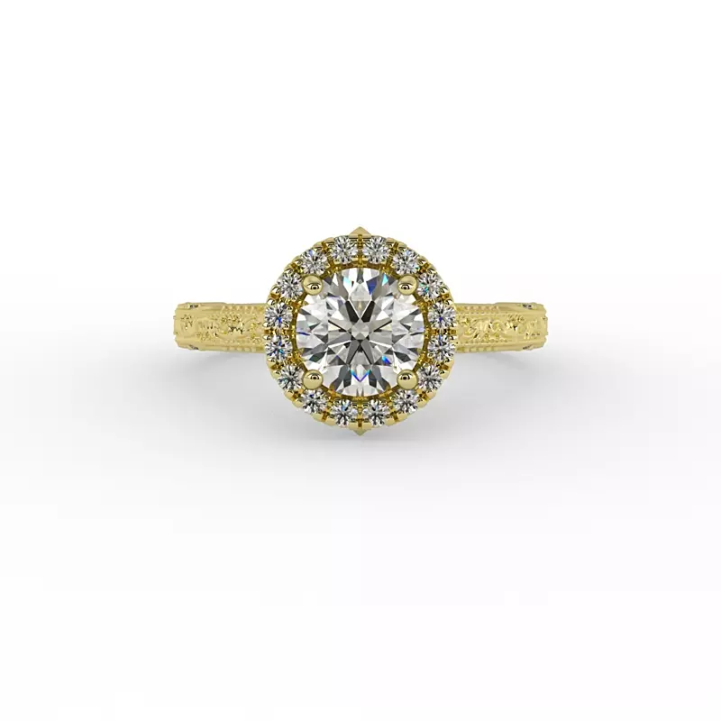 18K Yellow Gold Alexandria Halo Engagement Ring