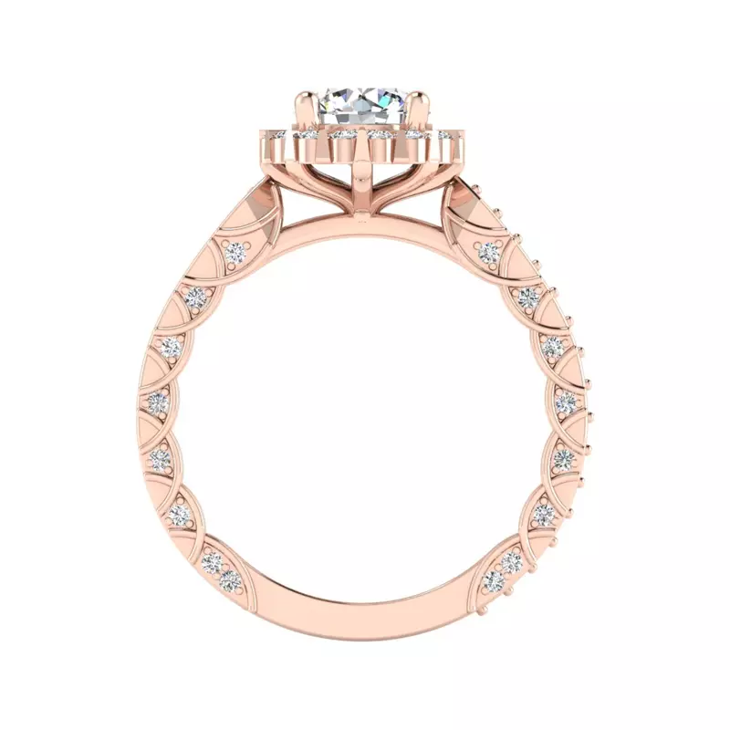 14K Rose Gold Sutton Halo Engagement Ring