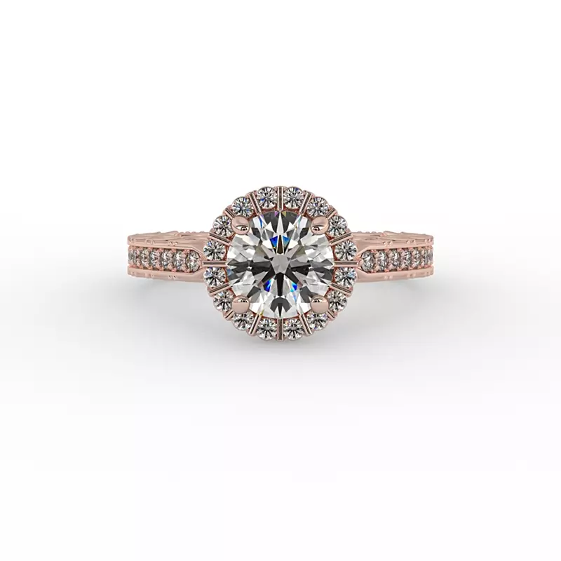 14K Rose Gold Sutton Halo Engagement Ring