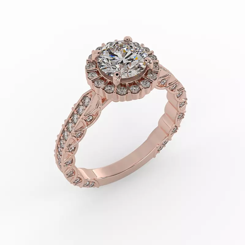 14K Rose Gold Sutton Halo Engagement Ring