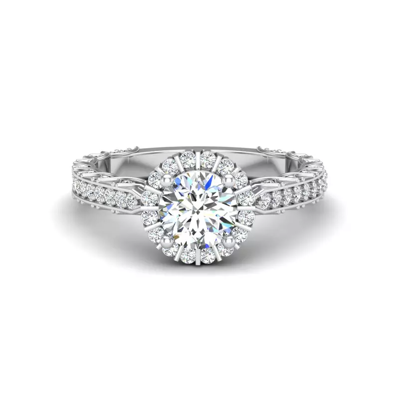 18K White Gold Sutton Halo Engagement Ring