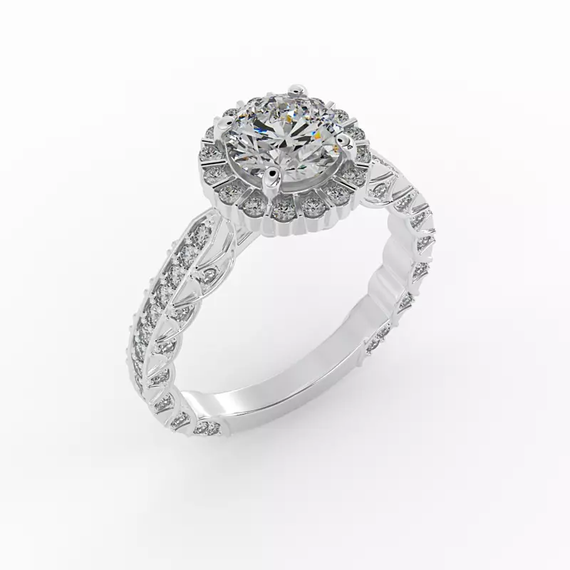 18K White Gold Sutton Halo Engagement Ring