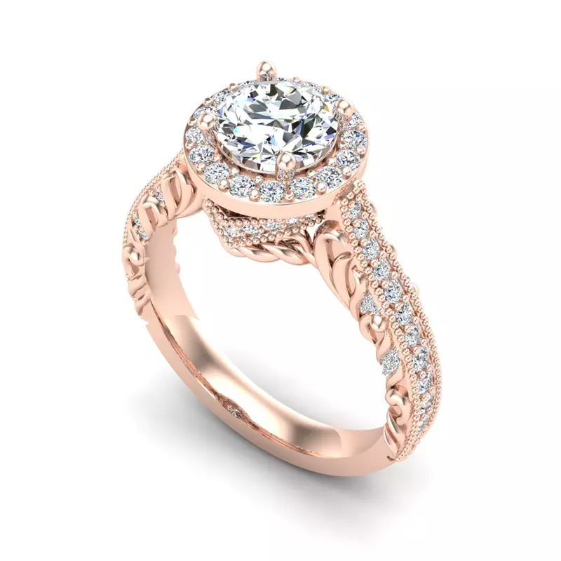 14K Rose Gold Madilyn Halo Engagement Ring