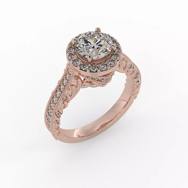 14K Rose Gold Madilyn Halo Engagement Ring