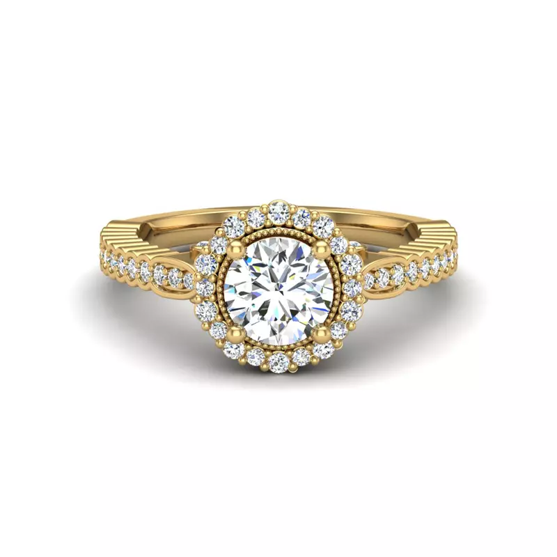 14K Yellow Gold Nina Halo Engagement Ring