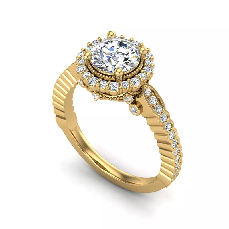 14K Yellow Gold Nina Halo Engagement Ring
