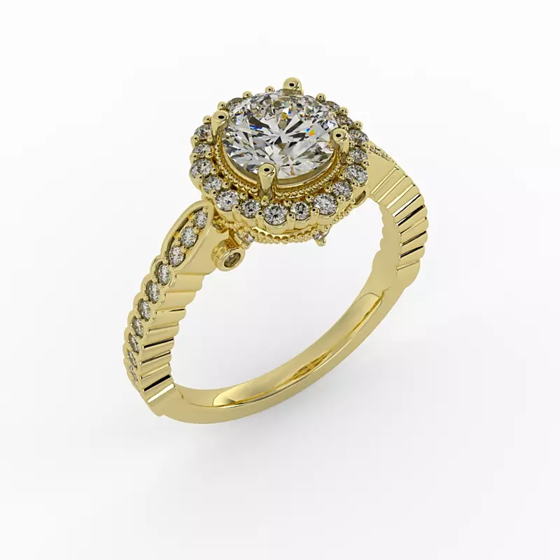14K Yellow Gold Nina Halo Engagement Ring