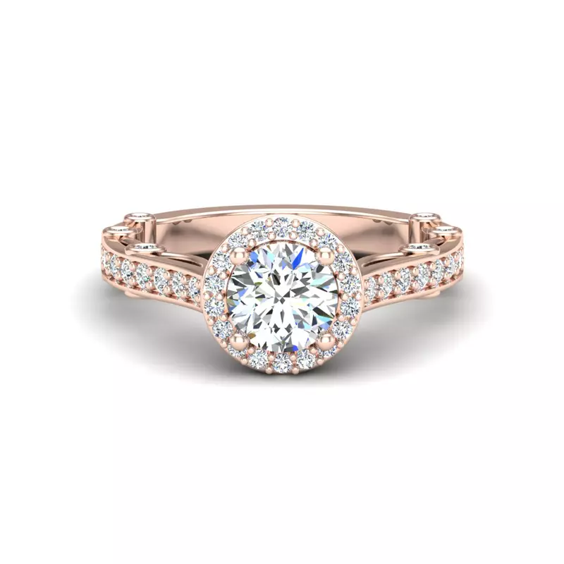 14K Rose Gold Amina Halo Engagement Ring