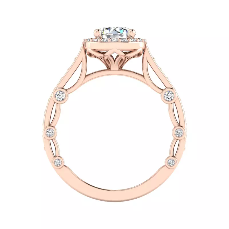 14K Rose Gold Amina Halo Engagement Ring
