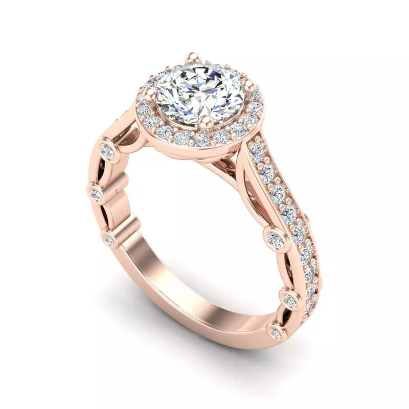 14K Rose Gold Amina Halo Engagement Ring