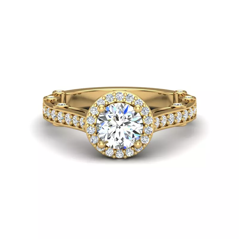 14K Yellow Gold Amina Halo Engagement Ring