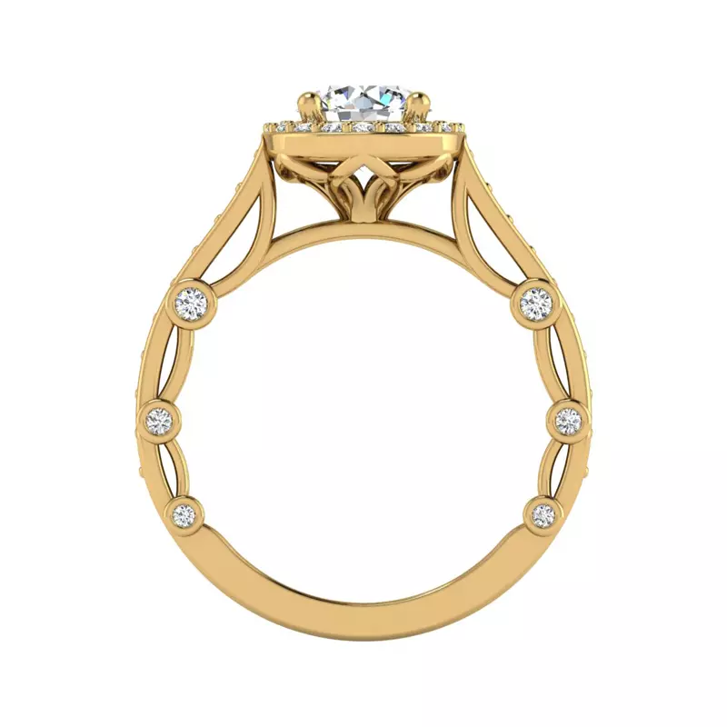 14K Yellow Gold Amina Halo Engagement Ring