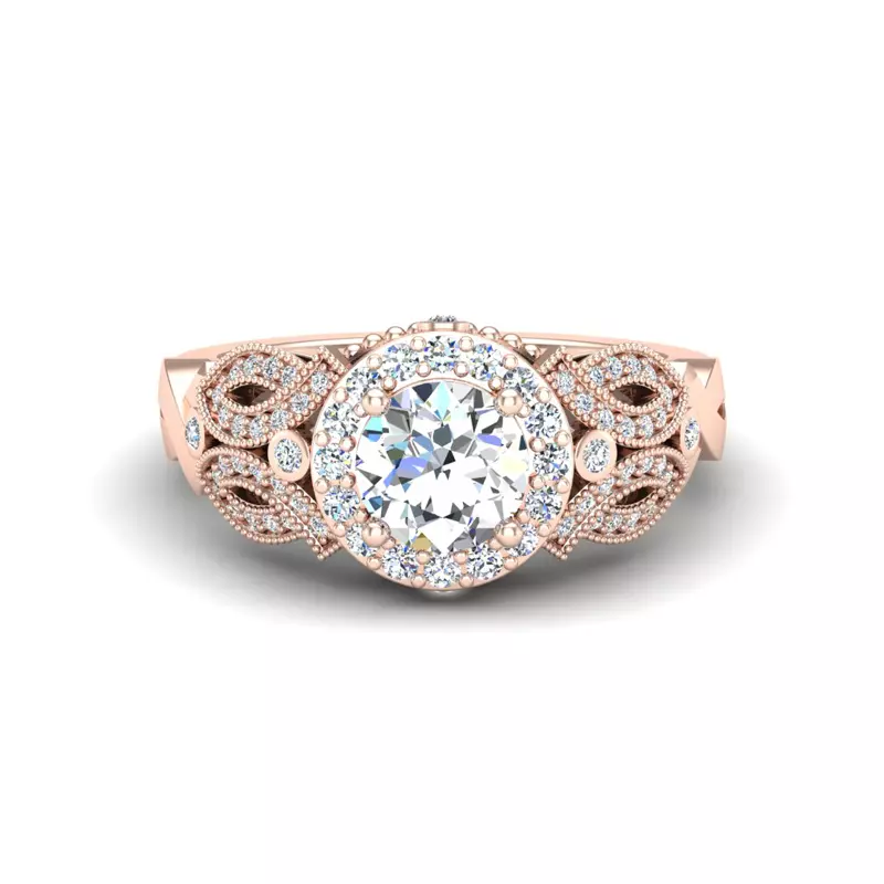 14K Rose Gold Giselle Halo Engagement Ring