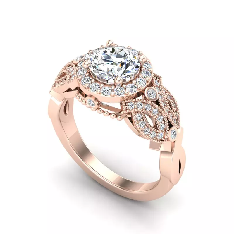 14K Rose Gold Giselle Halo Engagement Ring