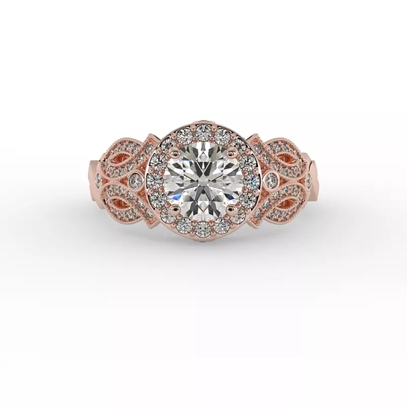 14K Rose Gold Giselle Halo Engagement Ring