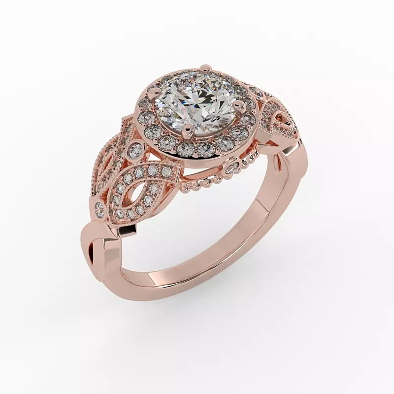 14K Rose Gold Giselle Halo Engagement Ring