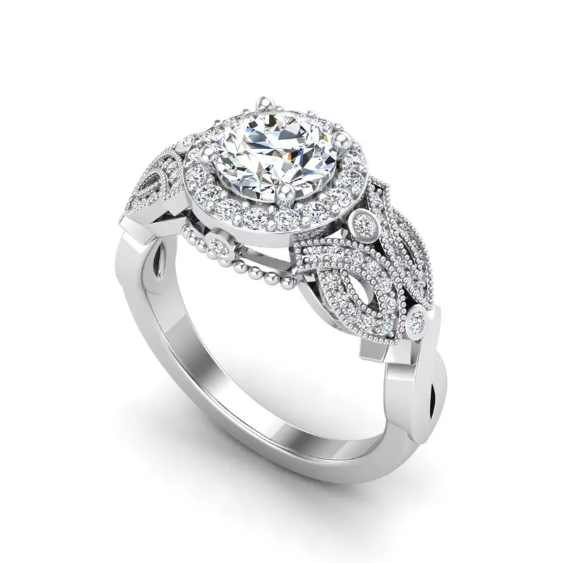 14K White Gold Giselle Halo Engagement Ring
