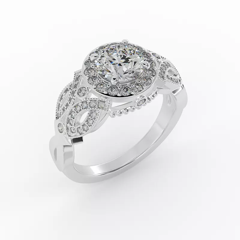 14K White Gold Giselle Halo Engagement Ring