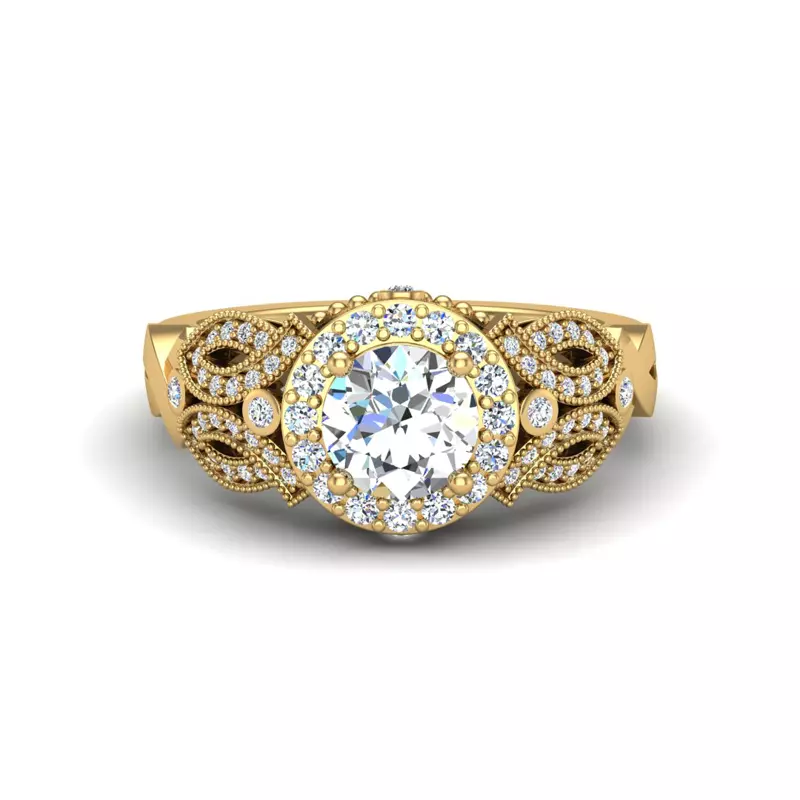 18K Yellow Gold Giselle Halo Engagement Ring