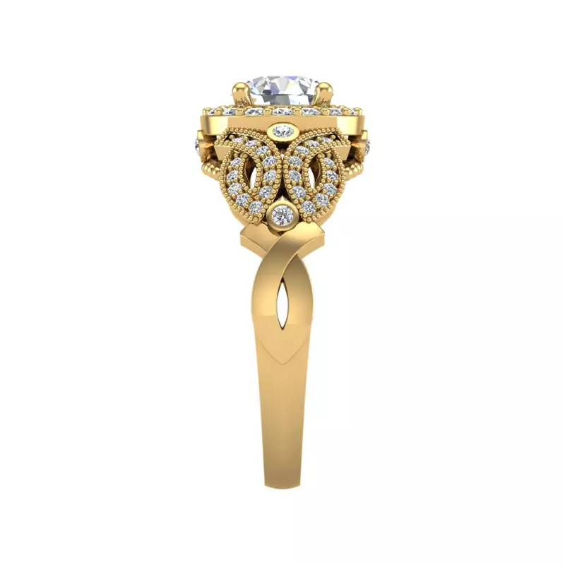 18K Yellow Gold Giselle Halo Engagement Ring