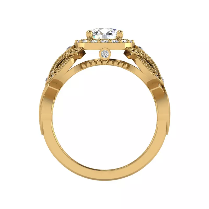 18K Yellow Gold Giselle Halo Engagement Ring