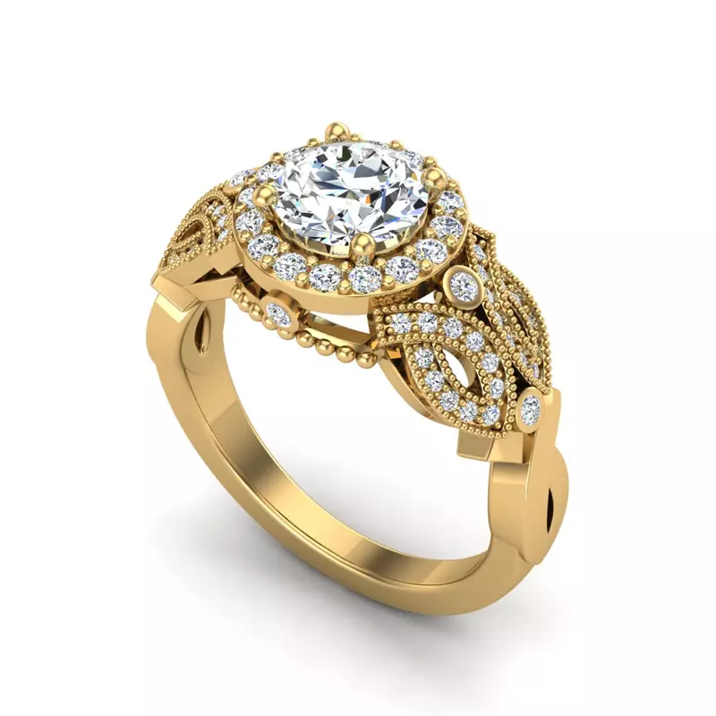18K Yellow Gold Giselle Halo Engagement Ring