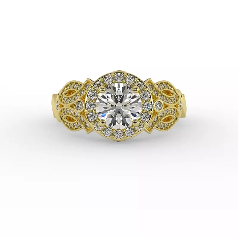 18K Yellow Gold Giselle Halo Engagement Ring