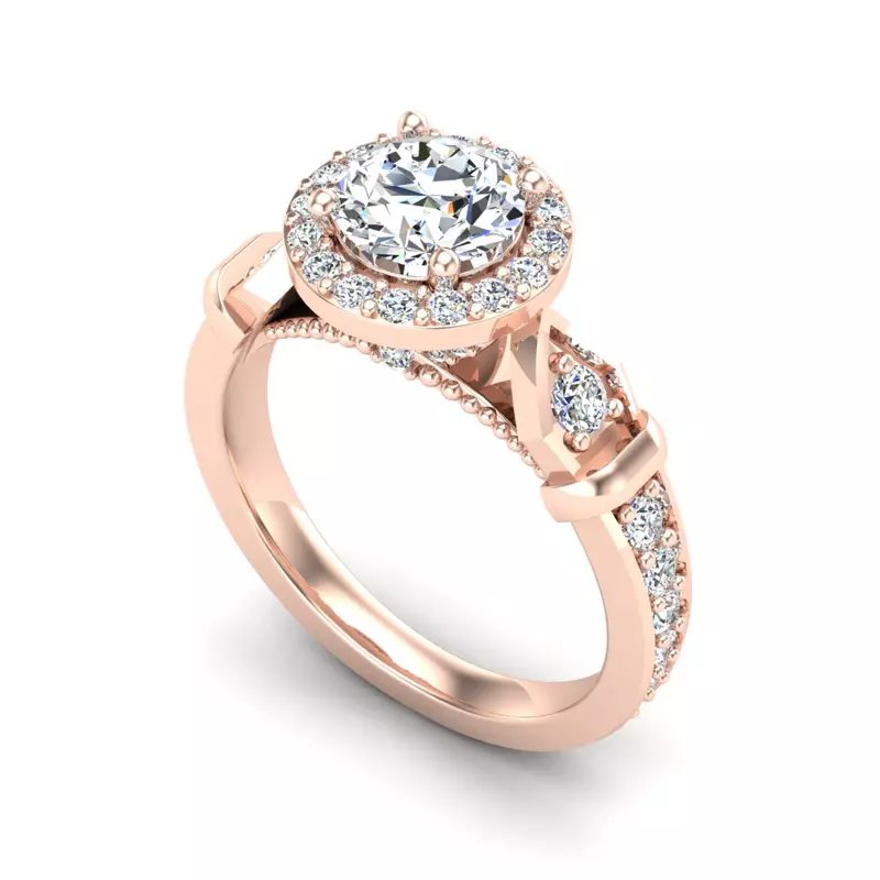 14K Rose Gold Brynn Halo Engagement Ring