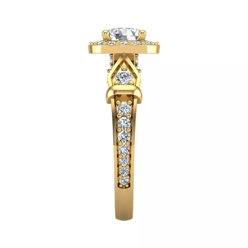 14K Yellow Gold Brynn Halo Engagement Ring