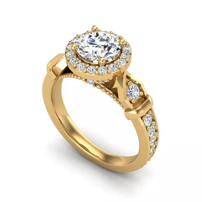 14K Yellow Gold Brynn Halo Engagement Ring
