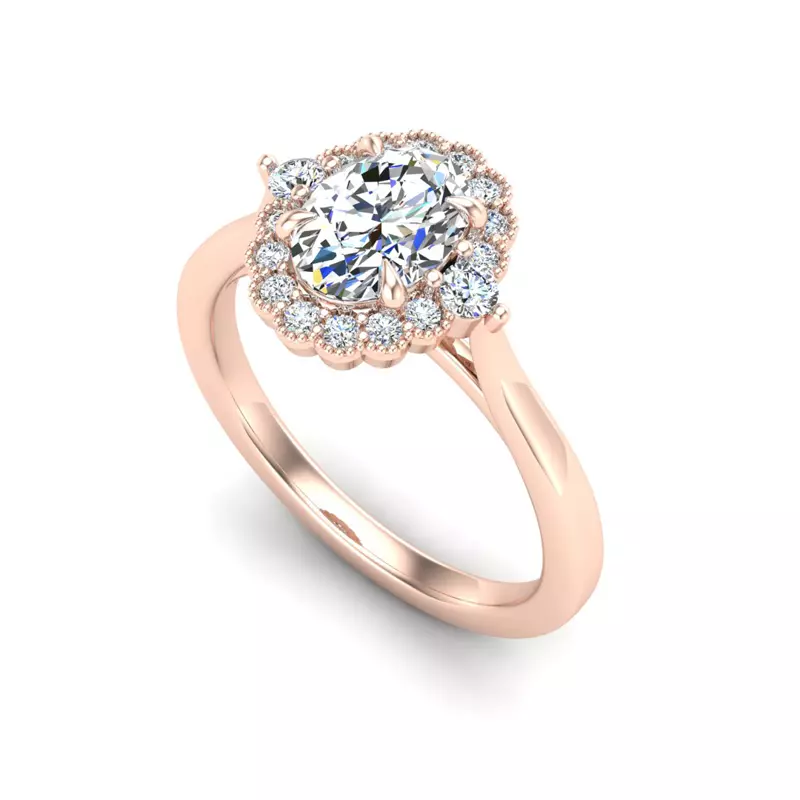 14K Rose Gold Blair Halo Engagement Ring