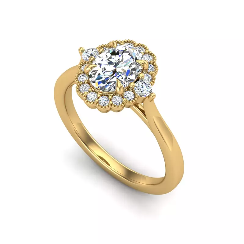 14K Yellow Gold Blair Halo Engagement Ring