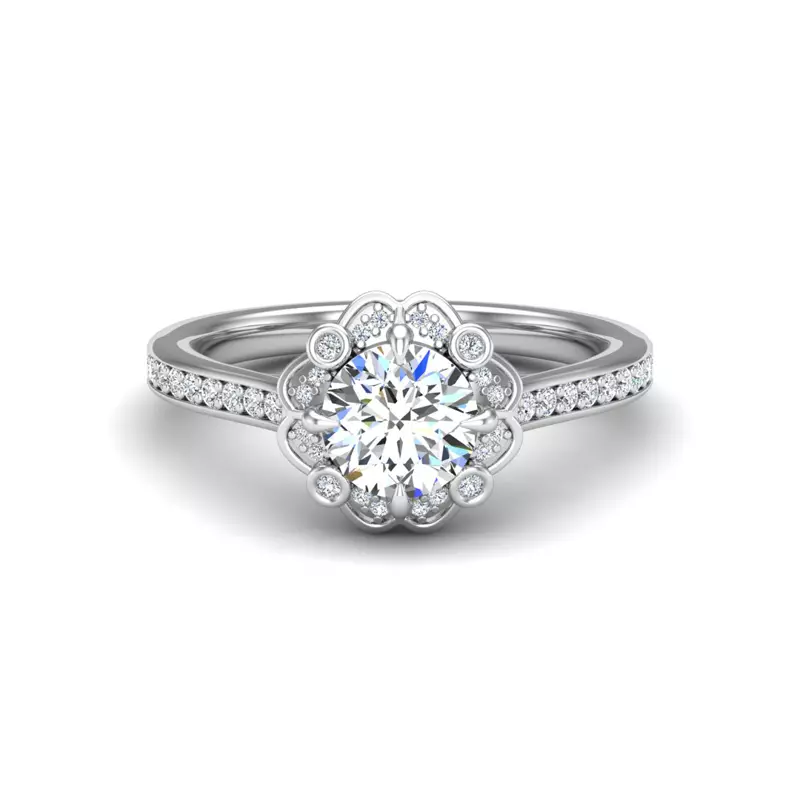 18K White Gold Octavia Halo Engagement Ring