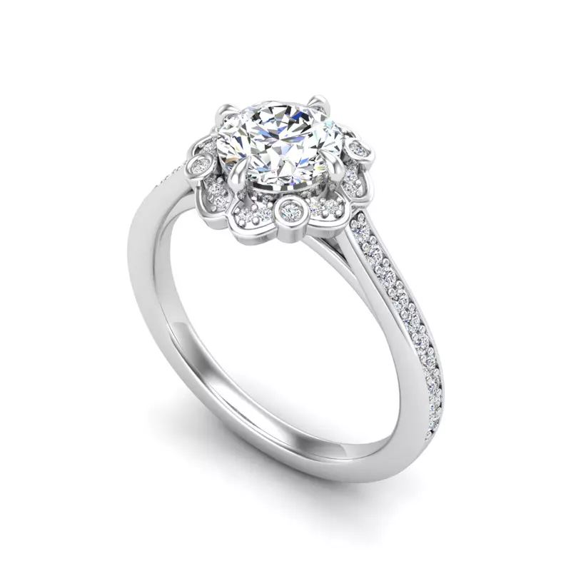 18K White Gold Octavia Halo Engagement Ring