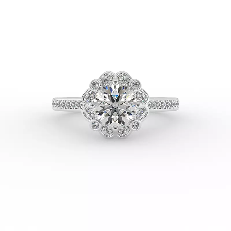18K White Gold Octavia Halo Engagement Ring