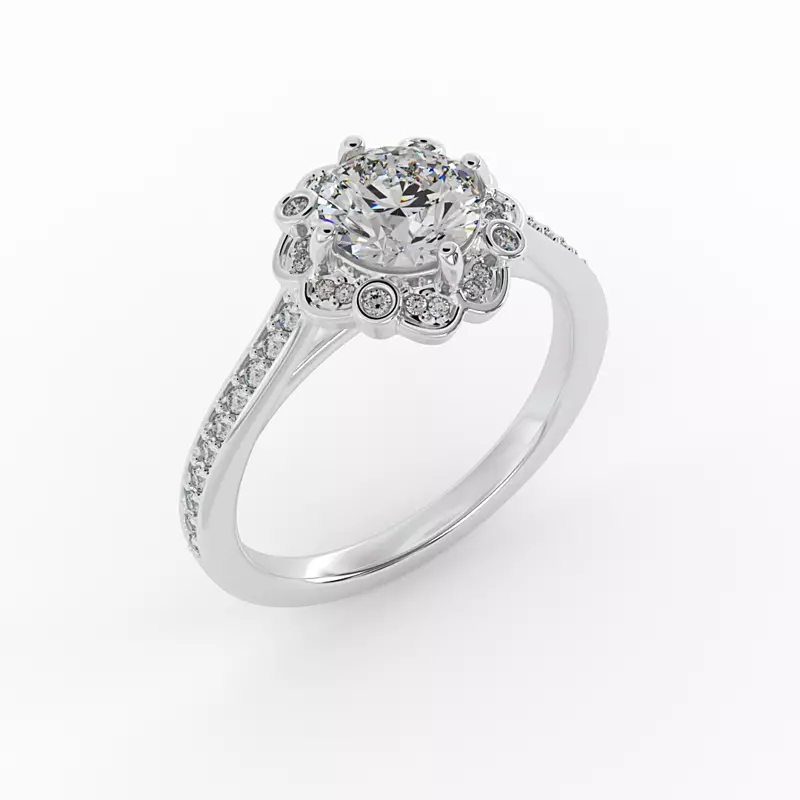 18K White Gold Octavia Halo Engagement Ring