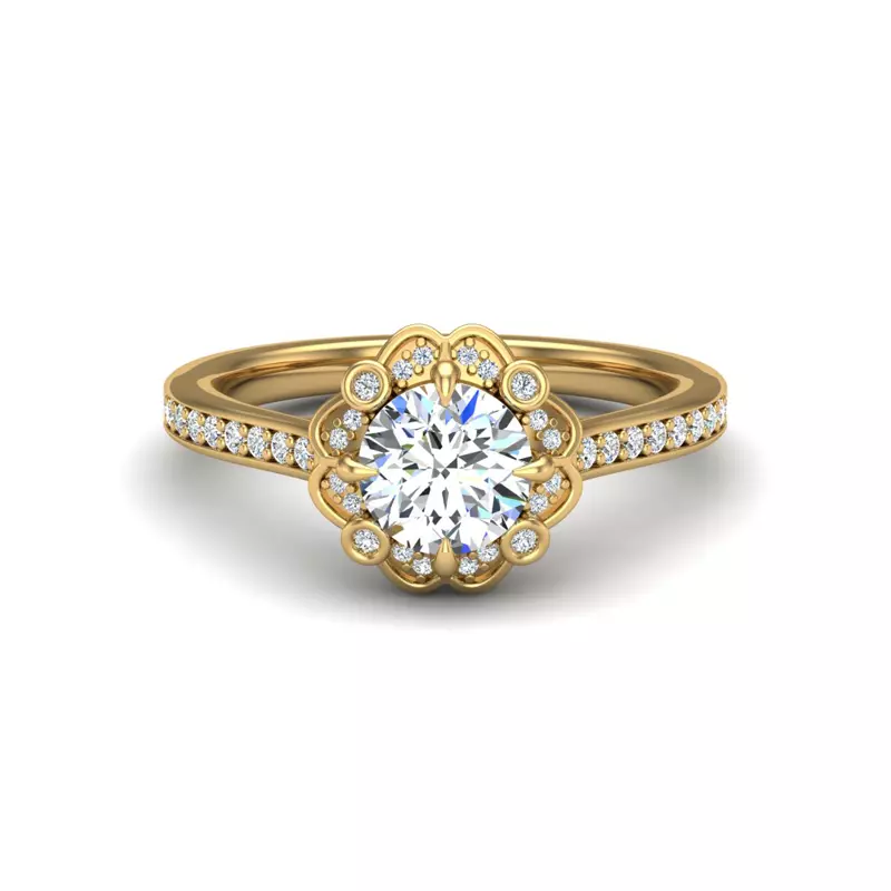 18K Yellow Gold Octavia Halo Engagement Ring