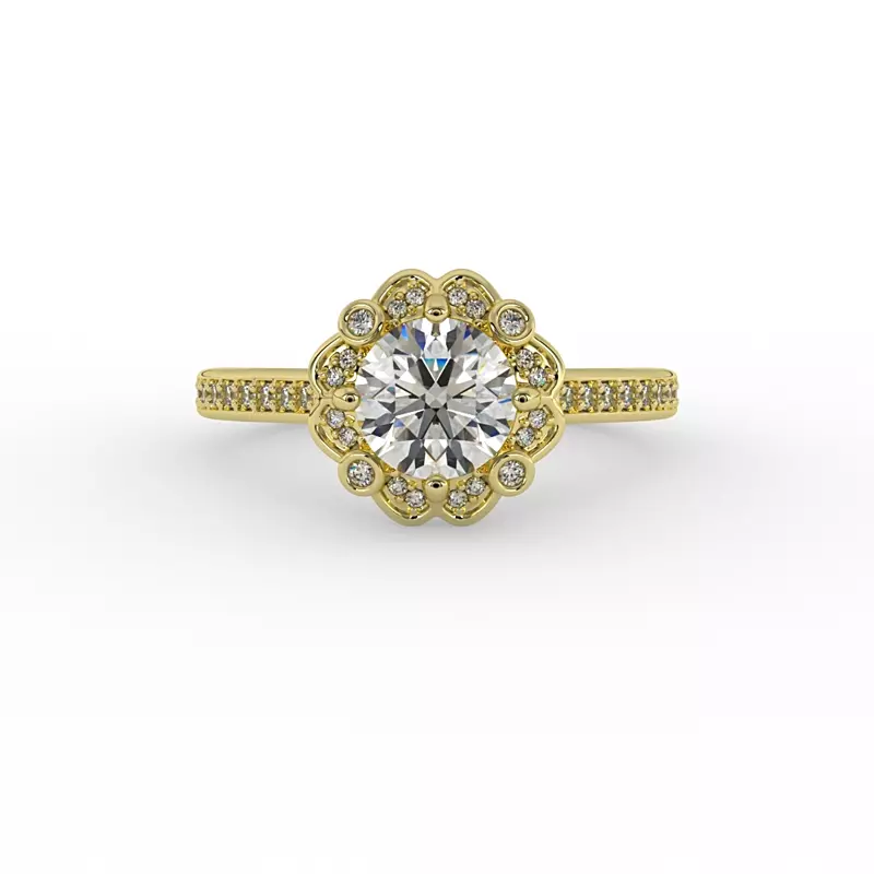 18K Yellow Gold Octavia Halo Engagement Ring